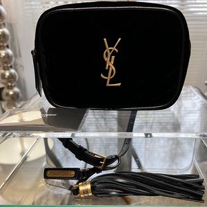 Saint Laurent Velour Matelasse Monogram Lou Belt Bag Black